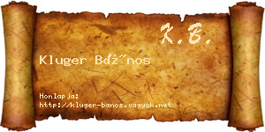 Kluger Bános névjegykártya